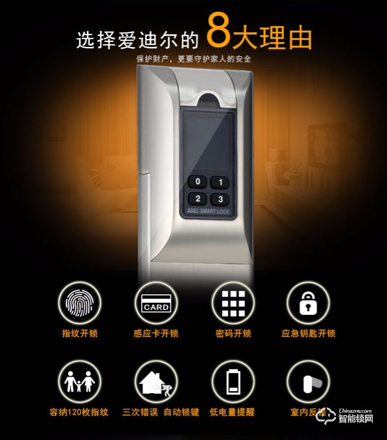 爱迪尔指纹锁 4920B防盗门密码感应锁