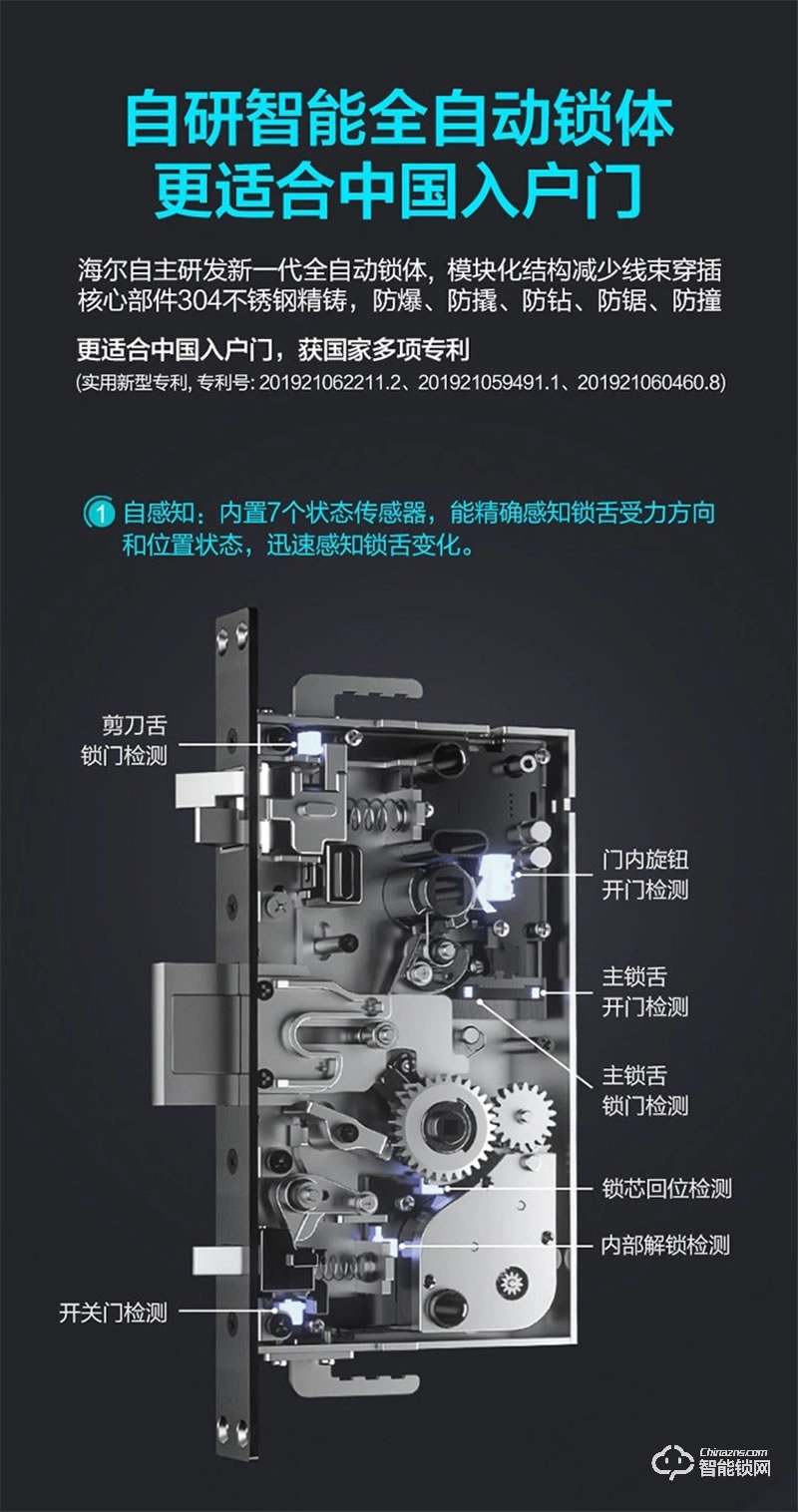 海尔智能锁S30 3D人脸解锁智享Al生活