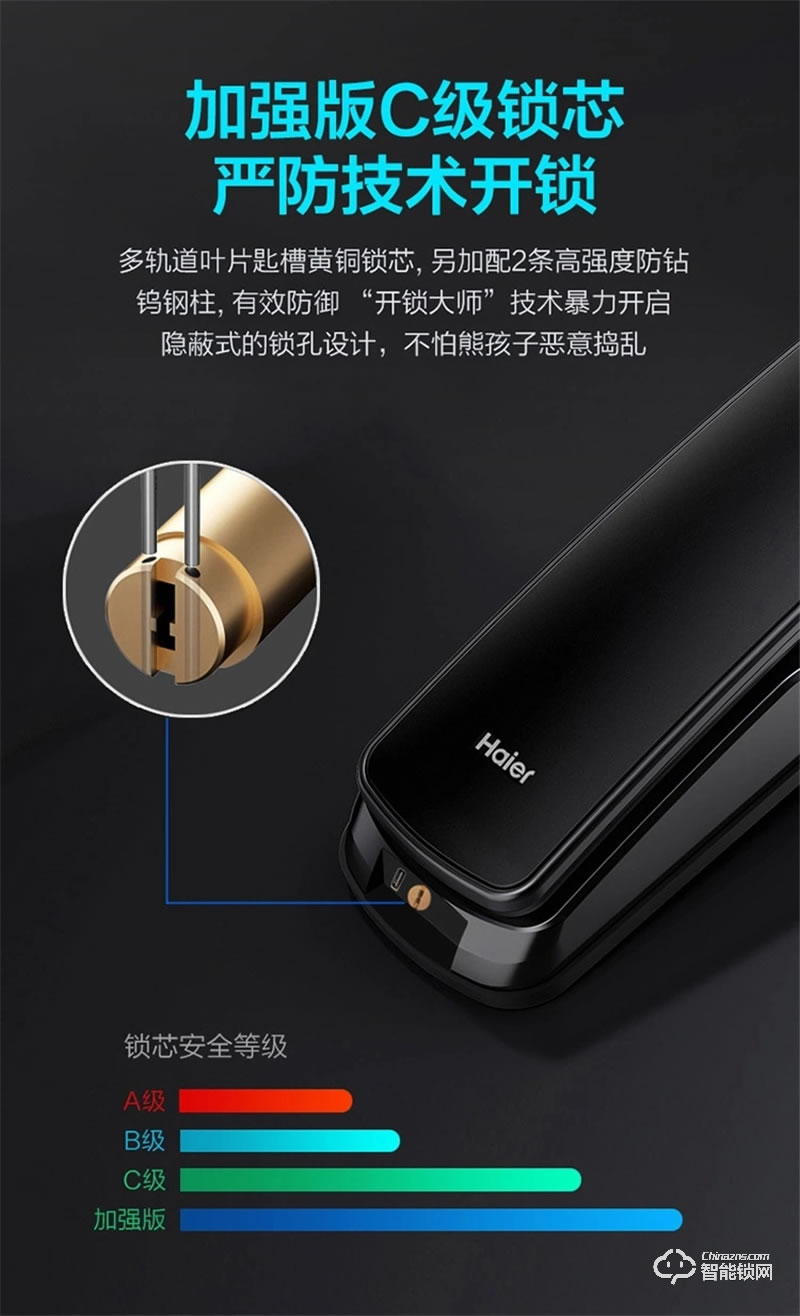 海尔智能锁S30 3D人脸解锁智享Al生活